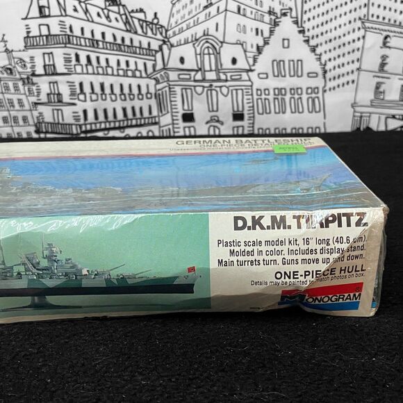 VTG 1977 Monogram D.K.M. Tirpitz German Battleship One Piece Detailed Hull #3009 - Picture 12 of 16